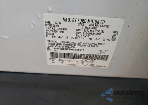 2017 Ford Explorer Sport z USA, uszkodzony, nr VIN 1FM5K8GT2HGB58515